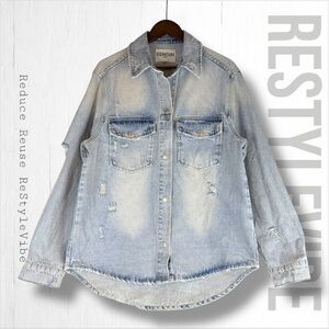 SIGNATURE EIGHT Women’s Size M Shirt Shacket Jacket Denim Jean Taylor Oversized